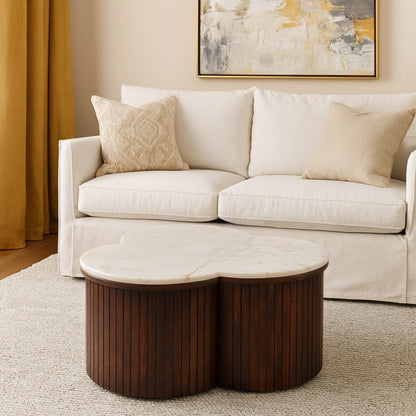 Konferenční stolek Verona s mramorovým prvkem, 82 × 82 × 42 cm