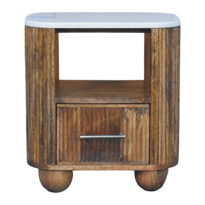 Noční stolek Beaumont s mramorovým prvkem, 44 × 34 × 47 cm