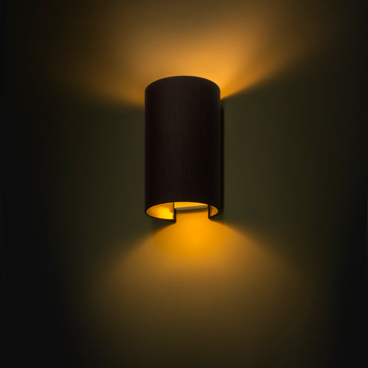 RON W 15/25 nástěnná Polycotton černá/zlatá fólie 230V LED E27 15W