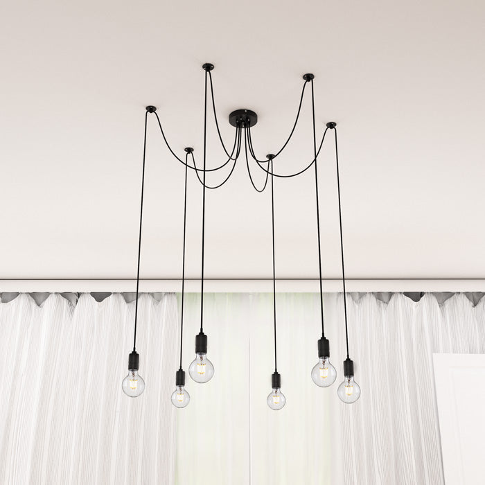 CINDY VI závěsná černá 230V LED E27 6x15W