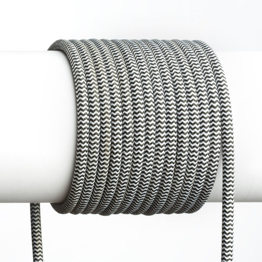FIT 3x075 1bm textilní kabel černá/bílá