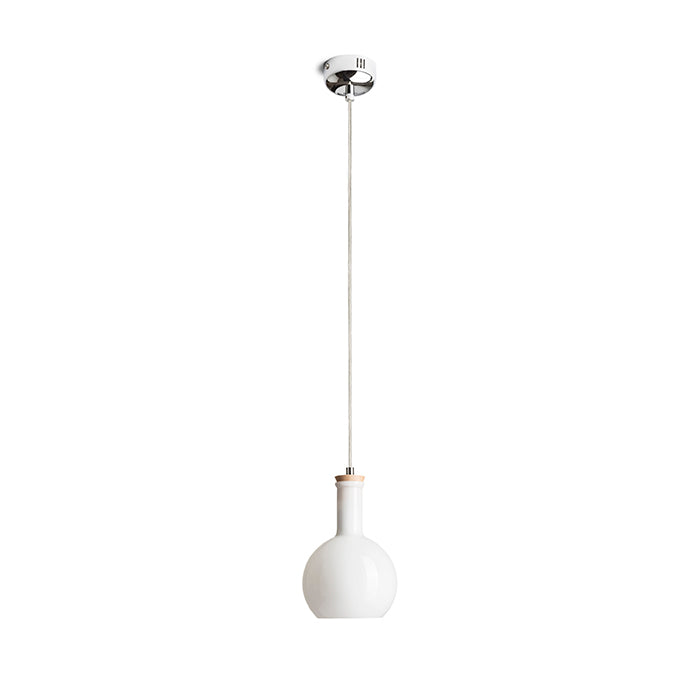 PULIRE RD závěsná opálové sklo/dřevo/chrom 230V LED E14 6W