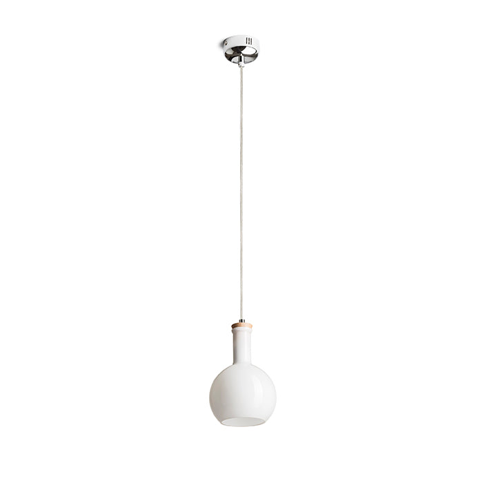 PULIRE RD závěsná opálové sklo/dřevo/chrom 230V LED E14 6W