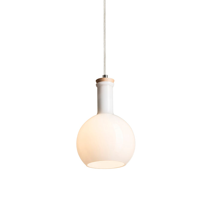 PULIRE RD závěsná opálové sklo/dřevo/chrom 230V LED E14 6W