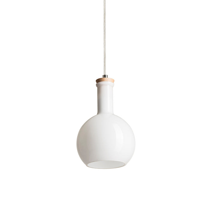 PULIRE RD závěsná opálové sklo/dřevo/chrom 230V LED E14 6W