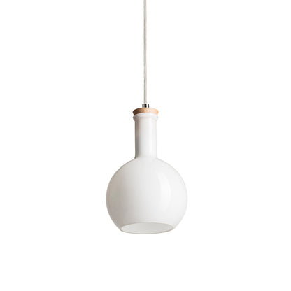 PULIRE RD závěsná opálové sklo/dřevo/chrom 230V LED E14 6W
