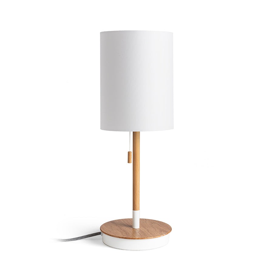 KEITH stolní podstavec s USB bílá buk 230V LED E27 15W