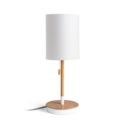 KEITH stolní podstavec s USB bílá buk 230V LED E27 15W