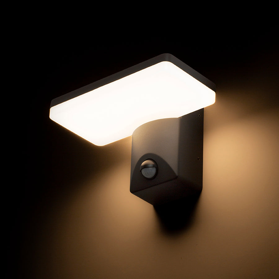 RINA PIR nástěnná antracitová 230V LED 12W IP65 3000K