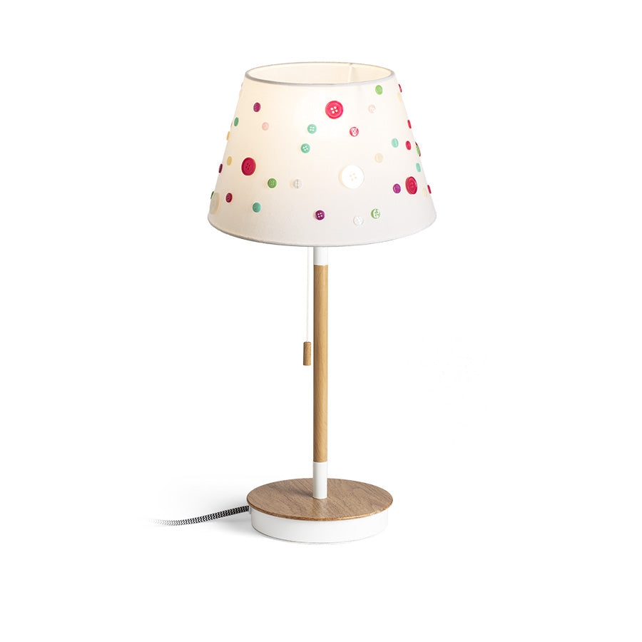 KEITH/DELISA stolní s USB bílá knoflíky/buk 230V LED E27 11W