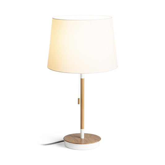 KEITH/AMBITUS 30 stolní s USB Polycotton bílá/buk 230V LED E27 15W