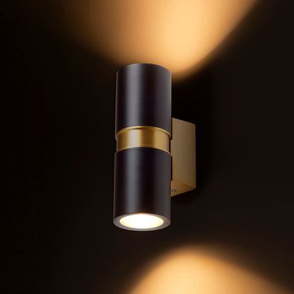 MANO nástěnná černá/česaná mosaz 230V LED GU10 2x8W IP54