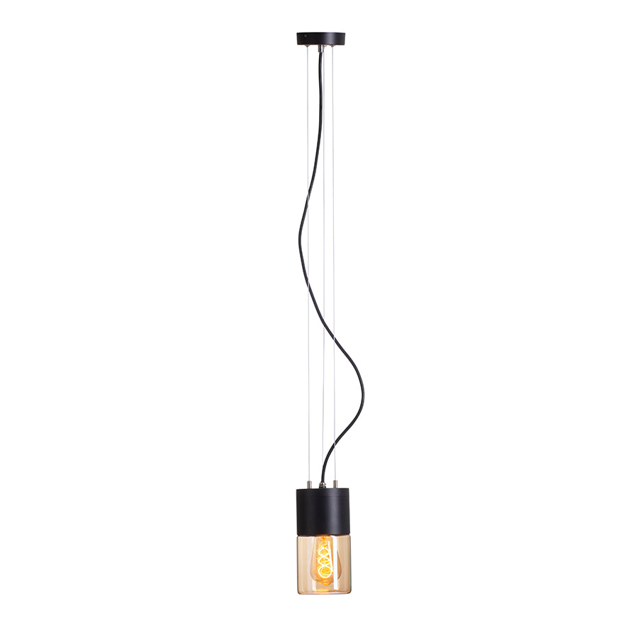 QUINN závěsná černá jantarové sklo 230V LED E27 11W IP54