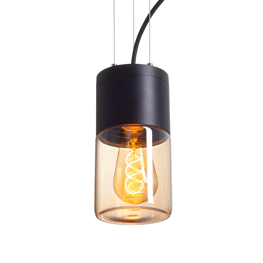 QUINN závěsná černá jantarové sklo 230V LED E27 11W IP54