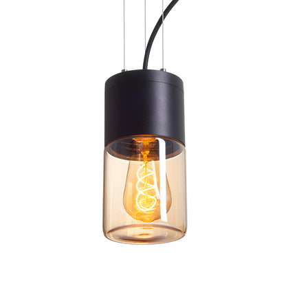 QUINN závěsná černá jantarové sklo 230V LED E27 11W IP54