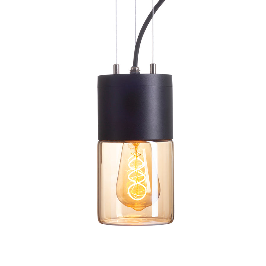 QUINN závěsná černá jantarové sklo 230V LED E27 11W IP54