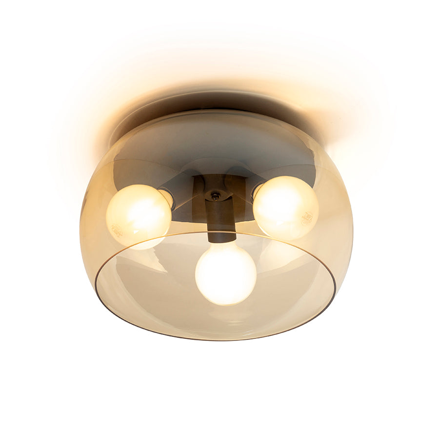AMANDA stropní matná černá kouřové sklo 230V LED E27 3x15W
