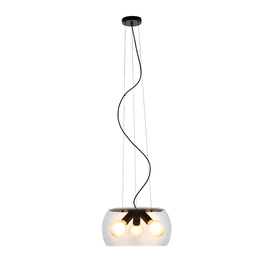 AMANDA závěsná matná černá kouřové sklo 230V LED E27 3x15W