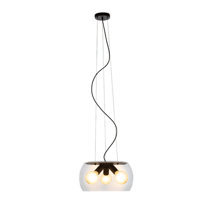 AMANDA závěsná matná černá čiré sklo 230V LED E27 3x15W