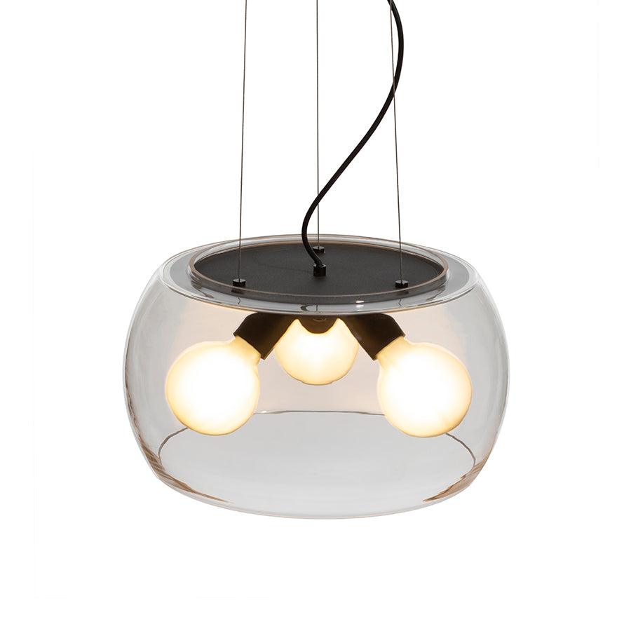AMANDA závěsná matná černá kouřové sklo 230V LED E27 3x15W