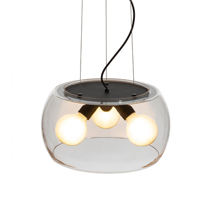 AMANDA závěsná matná černá čiré sklo 230V LED E27 3x15W