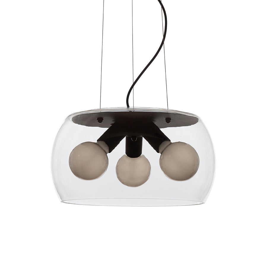 AMANDA závěsná matná černá kouřové sklo 230V LED E27 3x15W