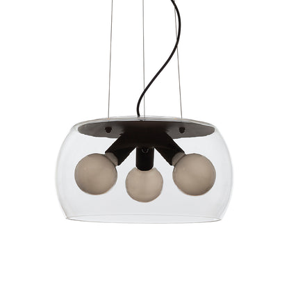 AMANDA závěsná matná černá kouřové sklo 230V LED E27 3x15W