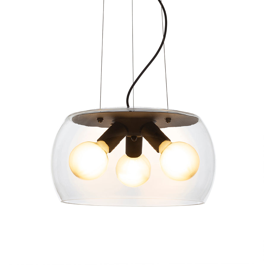 AMANDA závěsná matná černá čiré sklo 230V LED E27 3x15W