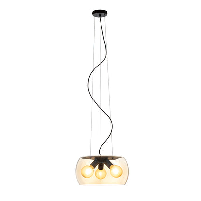 AMANDA závěsná matná černá kouřové sklo 230V LED E27 3x15W
