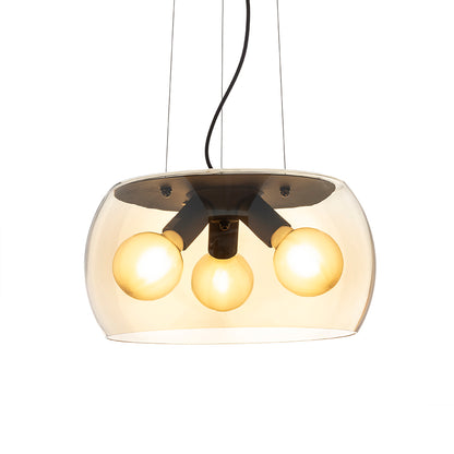 AMANDA závěsná matná černá kouřové sklo 230V LED E27 3x15W