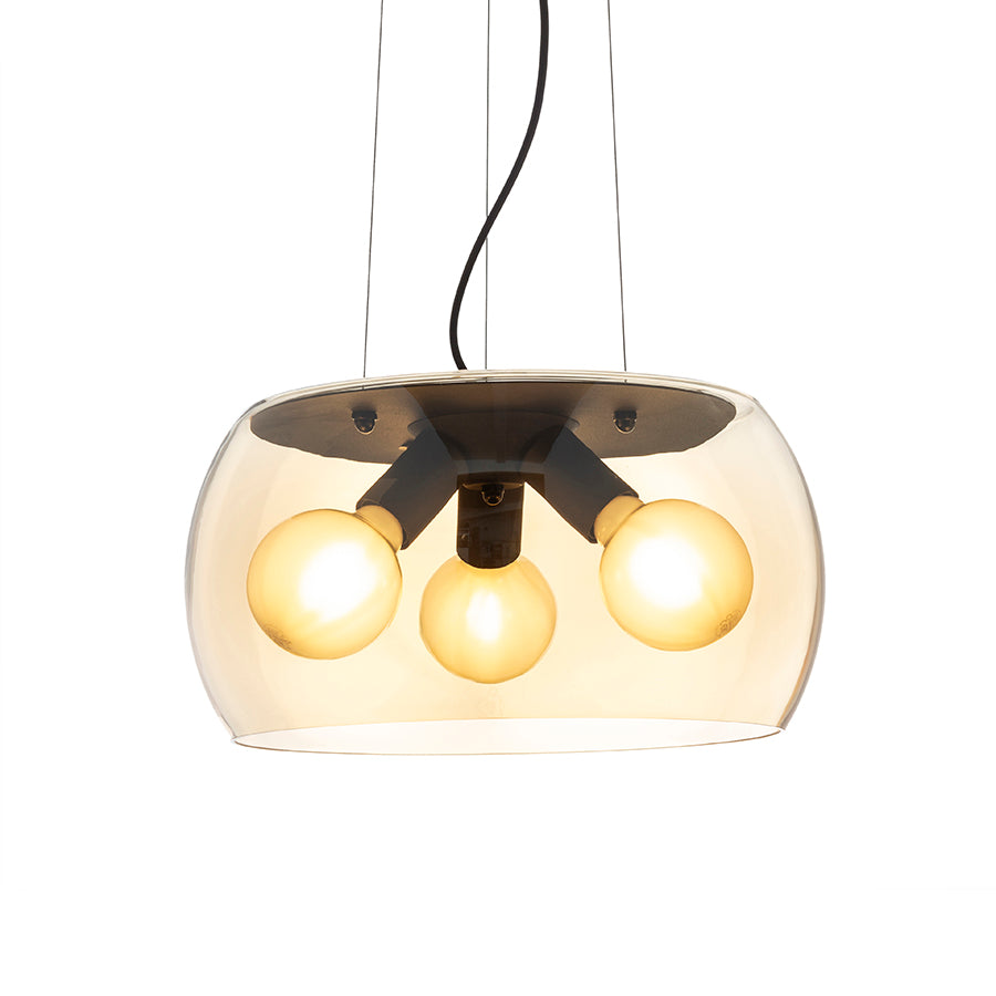 AMANDA závěsná matná černá jantarové sklo 230V LED E27 3x15W