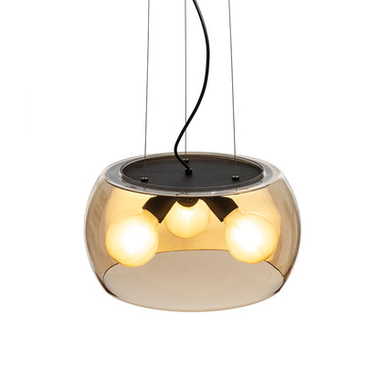 AMANDA závěsná matná černá jantarové sklo 230V LED E27 3x15W