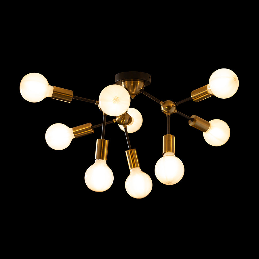 ARTEMIA 9 stropní černá česaná mosaz 230V LED E27 9x15W