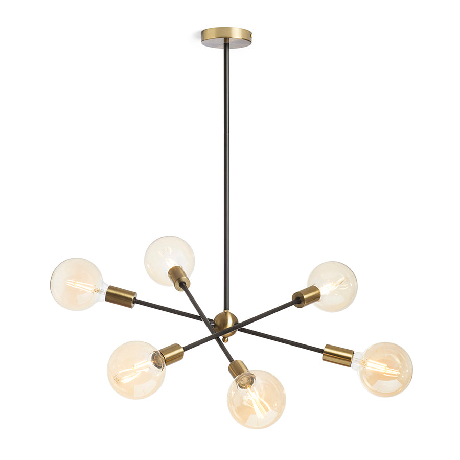 ARTEMIA 6 na tyči černá česaná mosaz 230V LED E27 6x15W