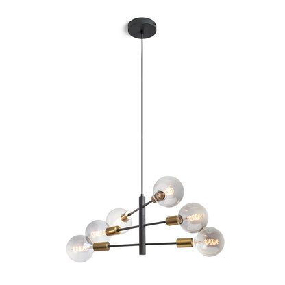 ARTEMIA 6 závěsná černá česaná mosaz 230V LED E27 6x15W