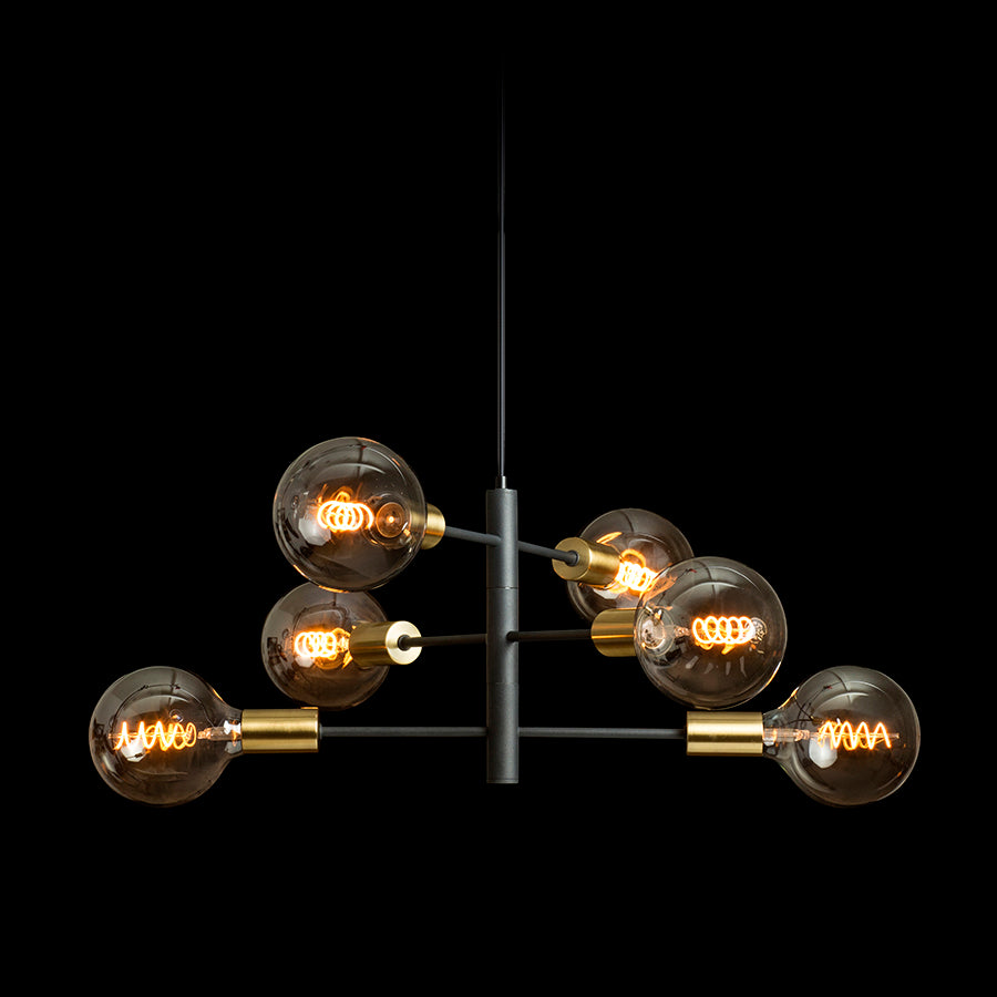 ARTEMIA 6 závěsná černá česaná mosaz 230V LED E27 6x15W