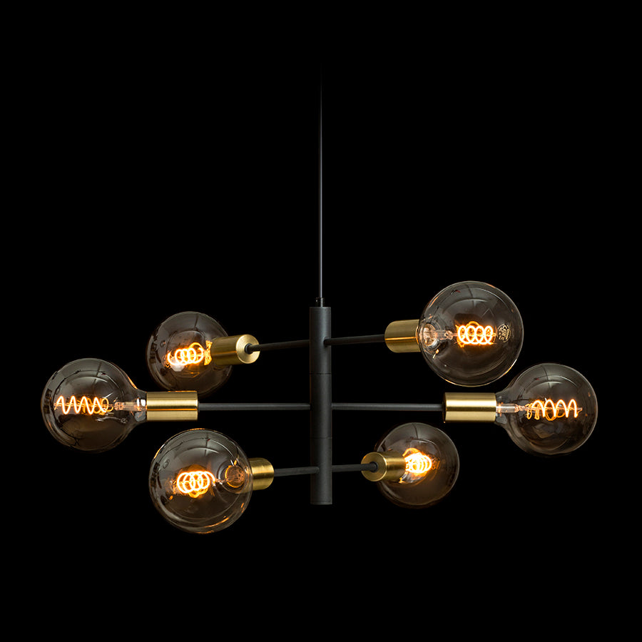 ARTEMIA 6 závěsná černá česaná mosaz 230V LED E27 6x15W