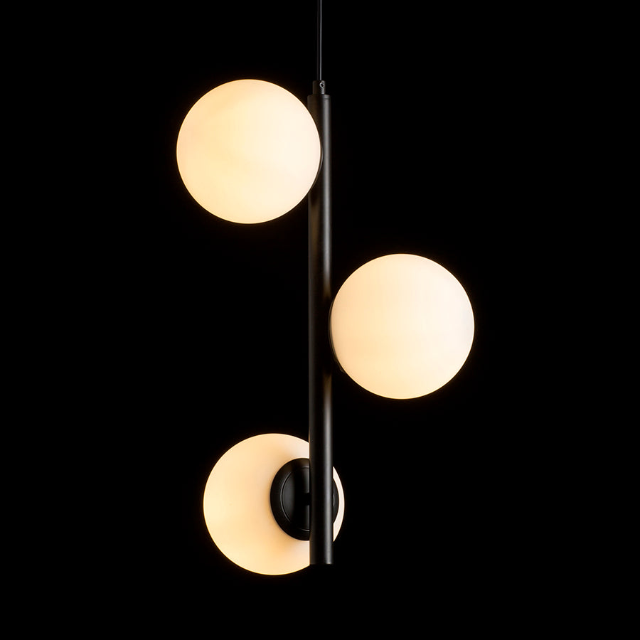 ETHERIA závěsná černá opálové sklo 230V LED E27 3x11W