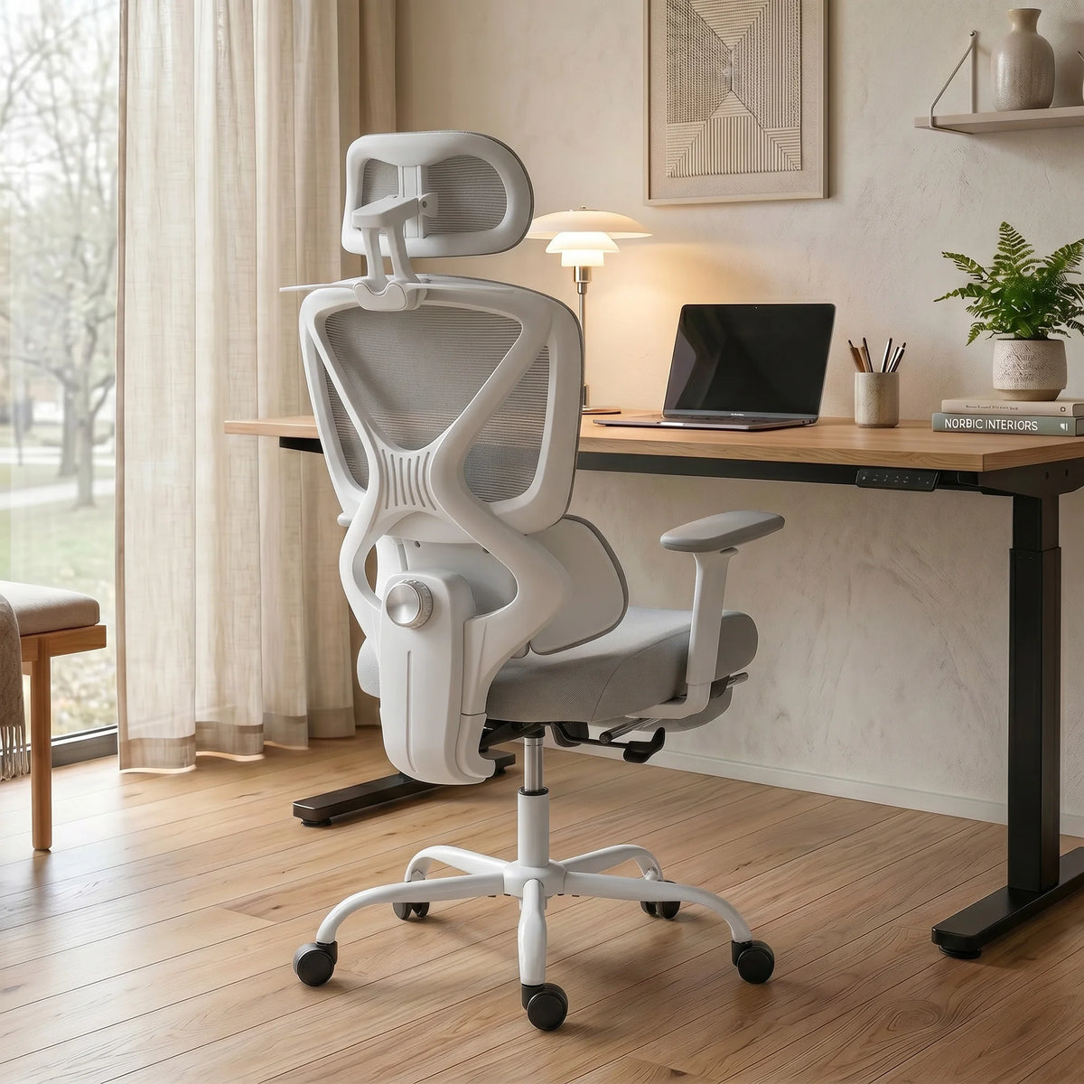 Ergonomická židle s dynamickou bederní oporou, šedá – fotografie 8