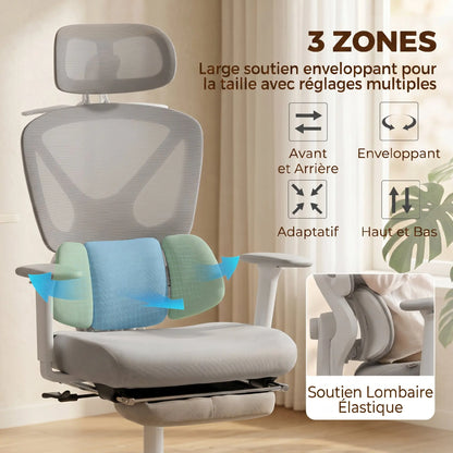 Ergonomická židle s dynamickou bederní oporou, šedá – fotografie 4
