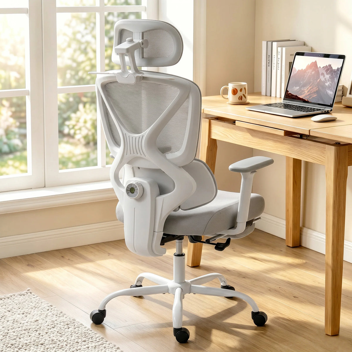 Ergonomická židle s dynamickou bederní oporou, šedá – fotografie 2