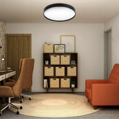Černé kulaté stropní LED svítidlo, 3 režimy barvy světla