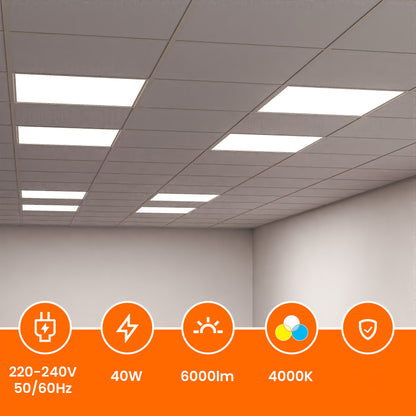 Bílé stropní LED svítidlo 40 W, 6000 lm, 4000 K, 60 × 60 cm
