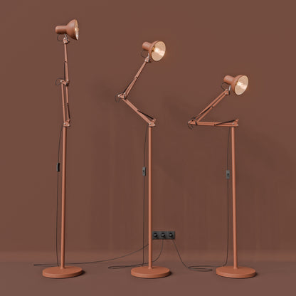 Červená stojací lampa E27 190 cm, nastavitelná