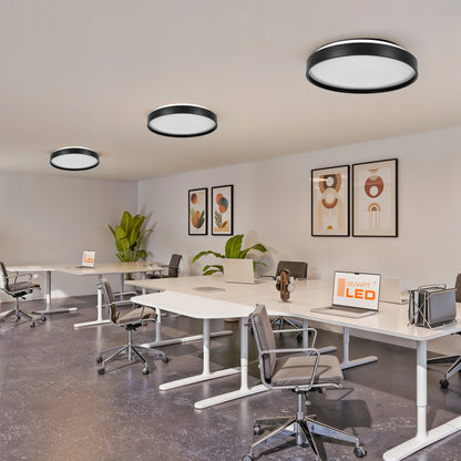 Černé kulaté stropní LED svítidlo 24 W, 33 cm