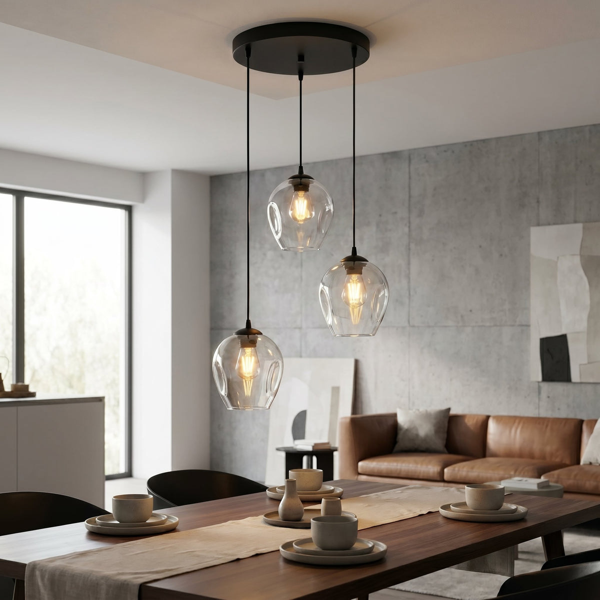 Závěsné svítidlo ISTAR 3 PREM – černé, čiré sklo