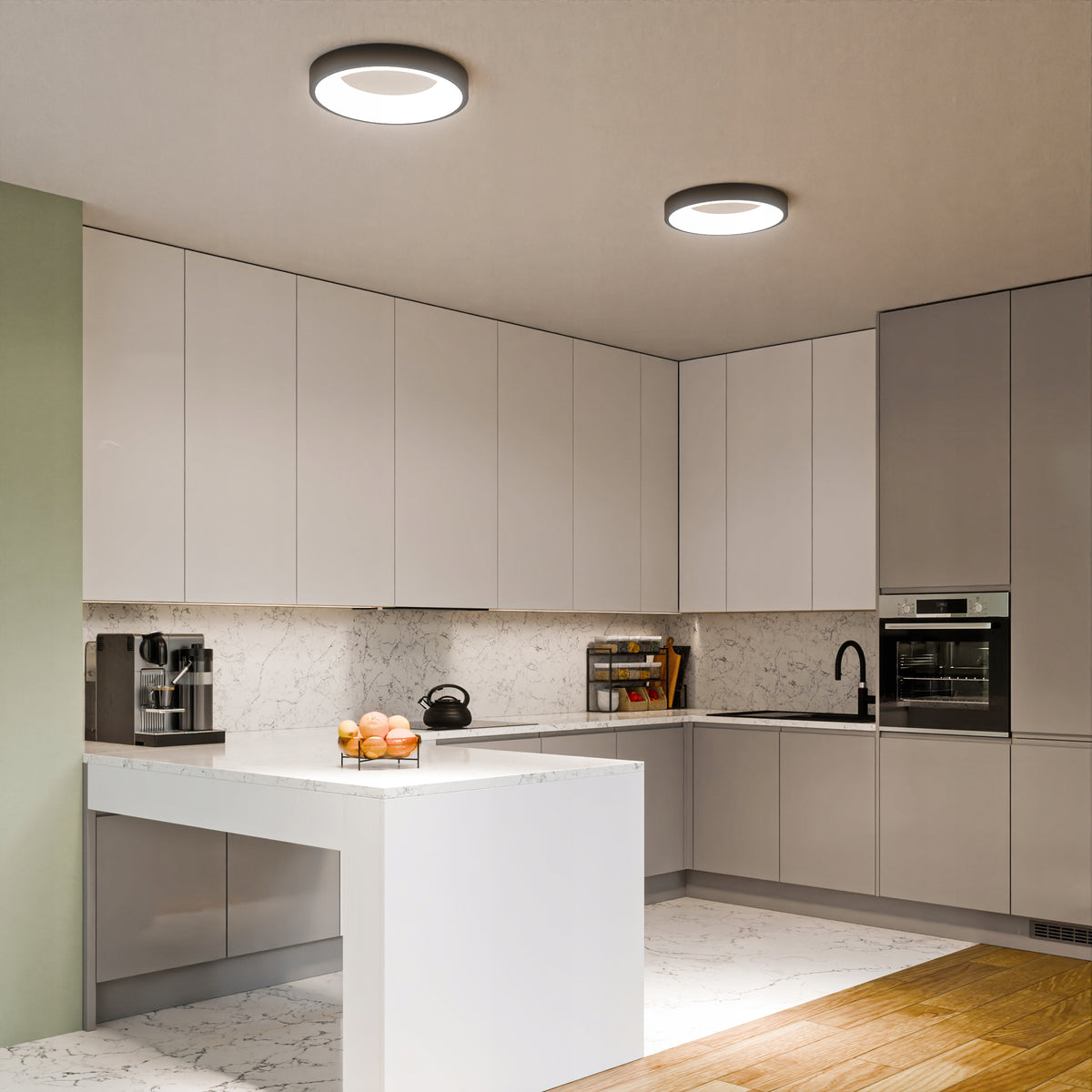 Černé kulaté stropní LED svítidlo 30 W, 4000 K