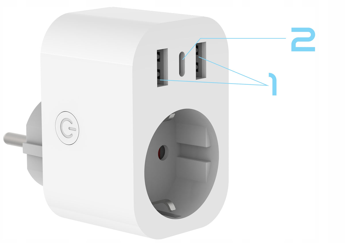 Chytrá Wi-Fi zásuvka TUYA s USB nabíjením