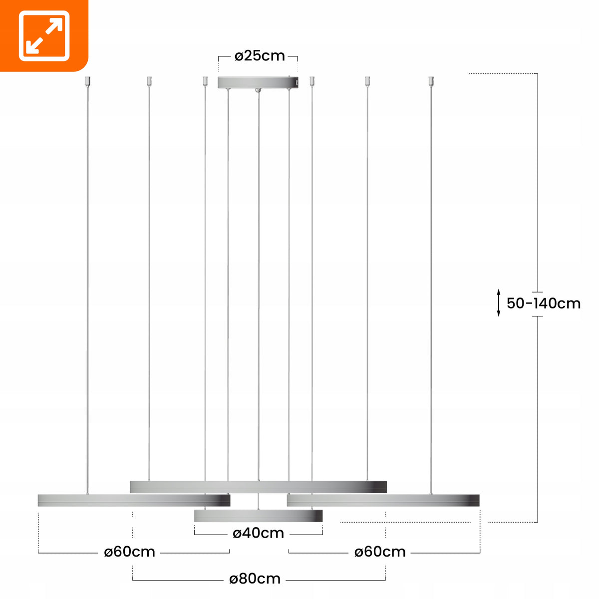 Zlaté LED závěsné svítidlo 272 W