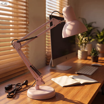 Růžová stolní lampa E27, nastavitelná, s klipsem